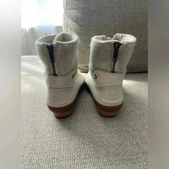 Sperrys Saltwater Tide Wool Ivory Cream Embossed Rain Duck Wedge Boot size 6 - Picture 7 of 9